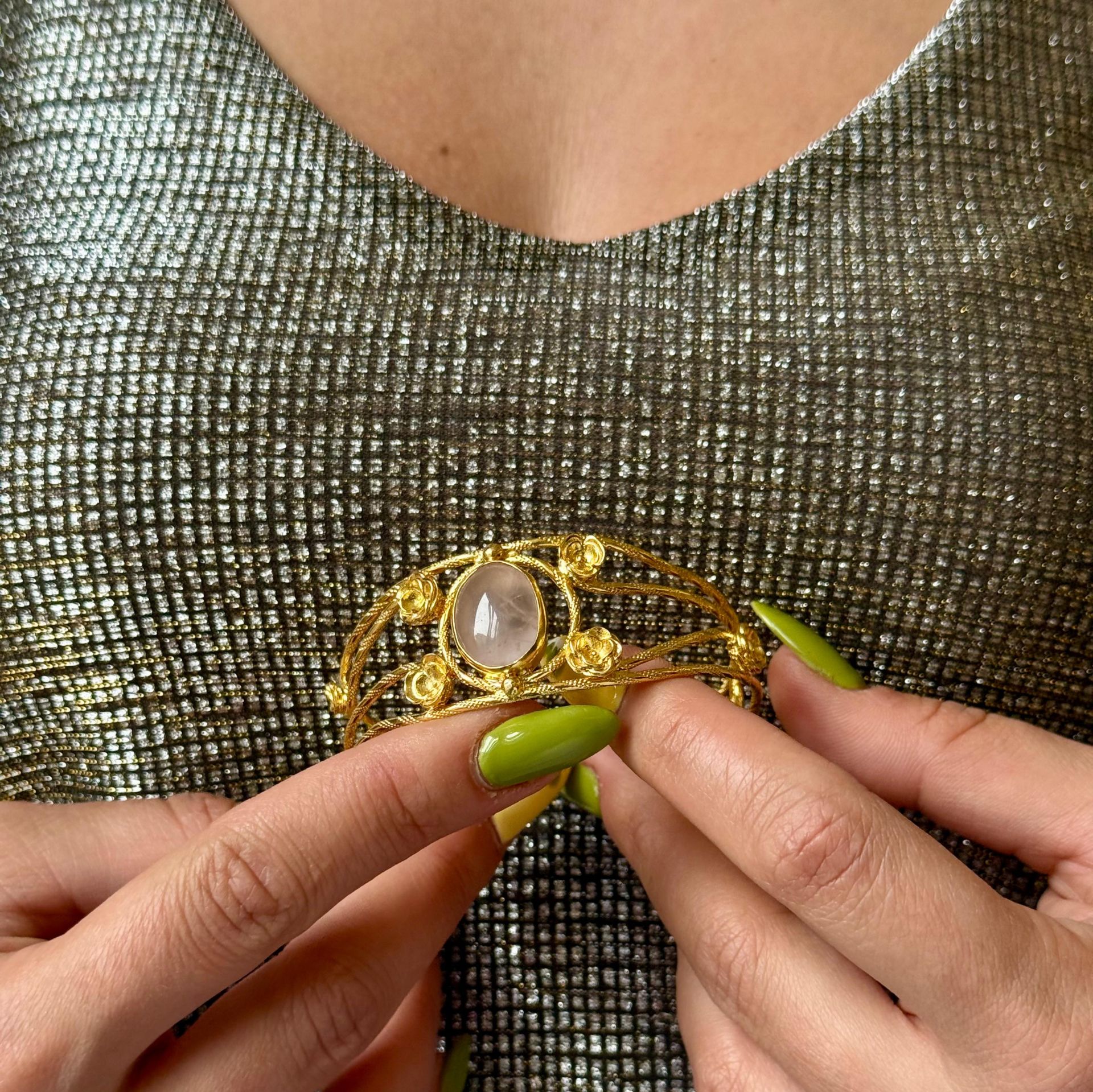 Ay Taşı Altın Kaplama Gümüş Bileklik