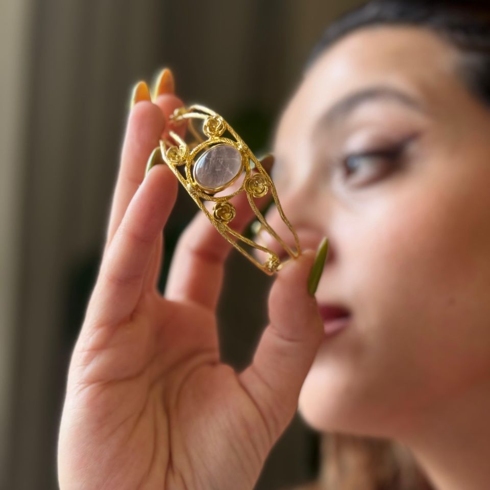 Ay Taşı Altın Kaplama Gümüş Bileklik