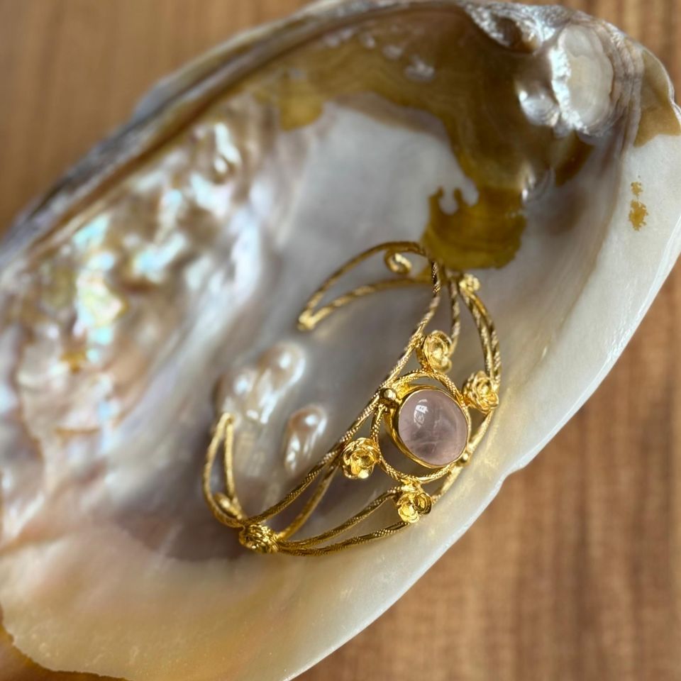 Ay Taşı Altın Kaplama Gümüş Bileklik