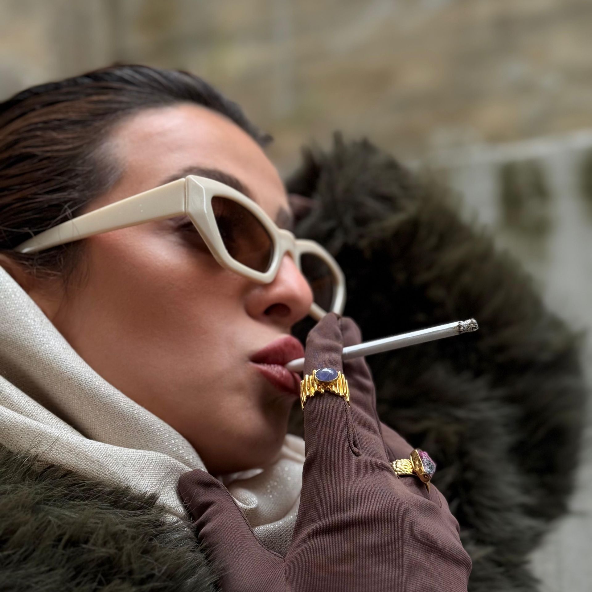 Safir Çizgi Altın Kaplama Gümüş Yüzük