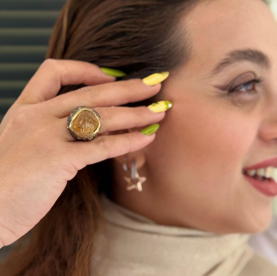 CITRINE STONE SILVER RING
