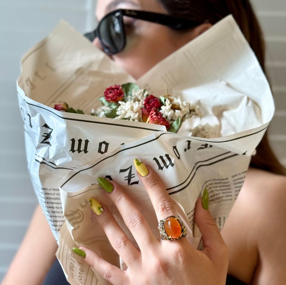 SILVER RING WITH AGATE STONE