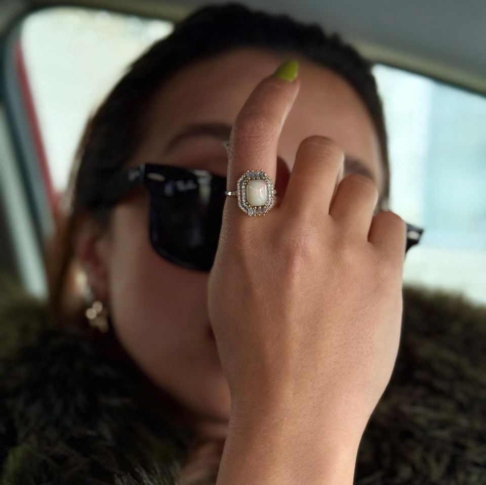 Opal Baget Gümüş Yüzük