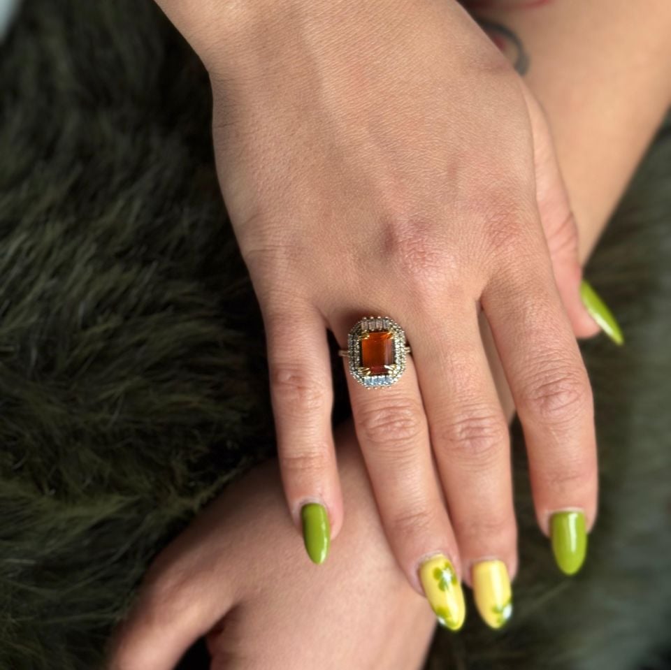 DOUBLE STONE BAGUETTE SILVER RING