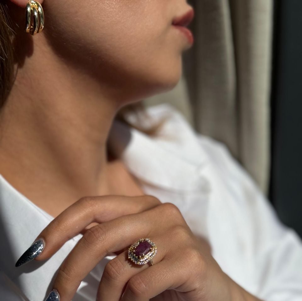 RUBY BAGUETE SILVER RING