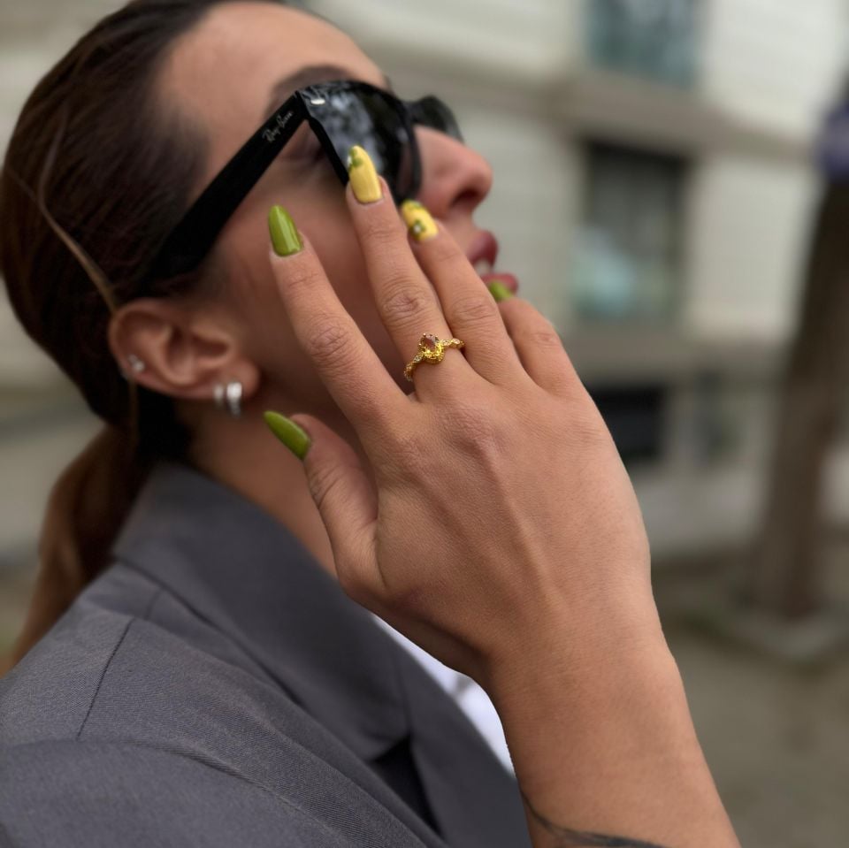 CITRINE GOLD PLATED SILVER RING