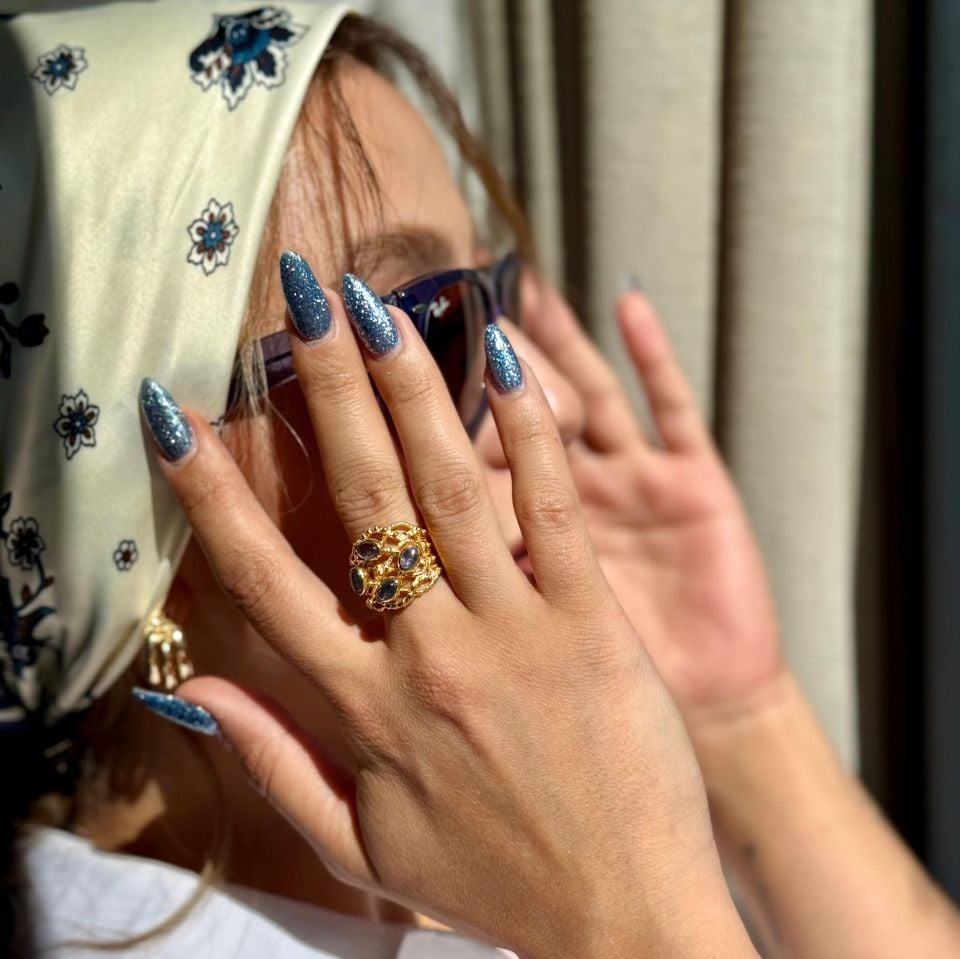 IOLITE GOLD PLATED SILVER RING