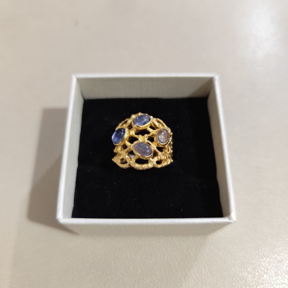 İyolit Altın Kaplama Gümüş Yüzük