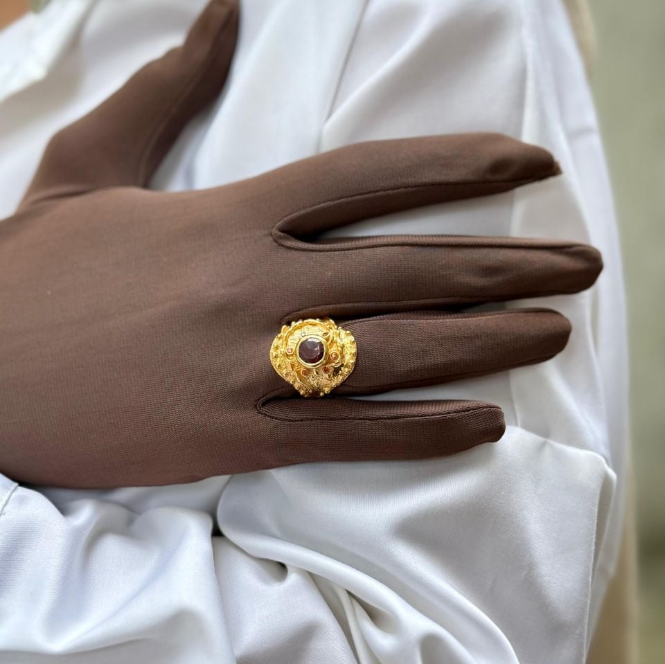 RUBY GOLD PLATED SILVER RING