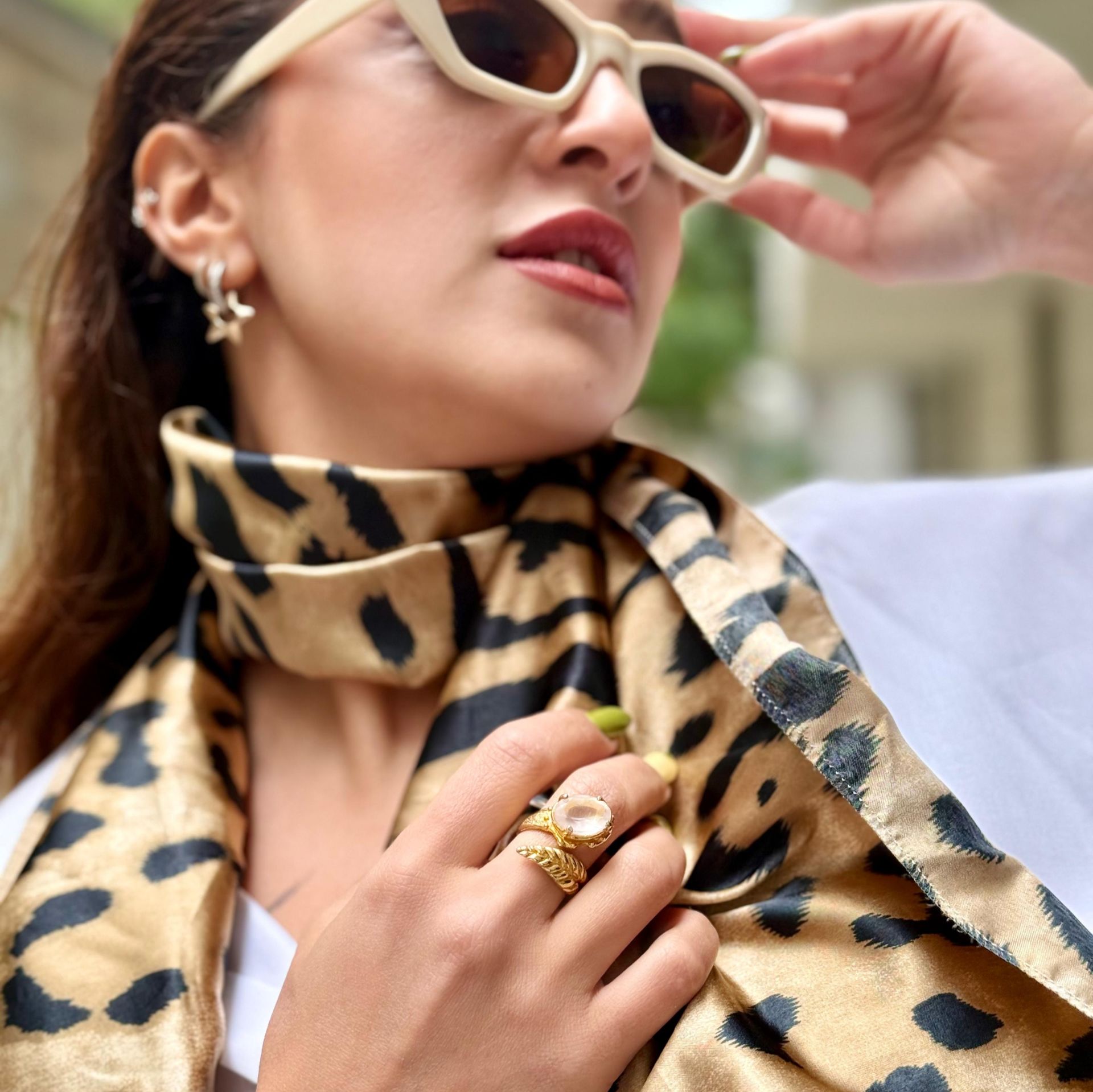 Altın Kaplama Gümüş Pembe Kuvars Yüzük