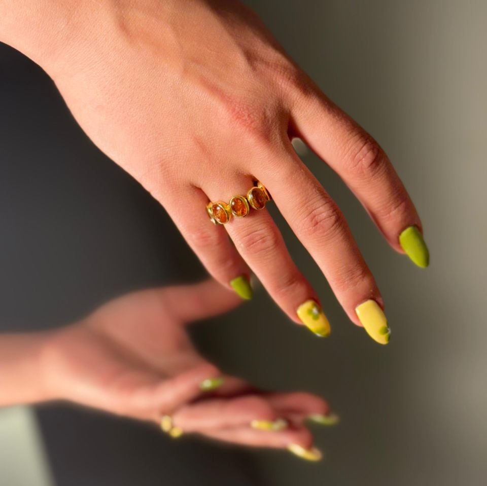 KYANITE GOLD PLATED SILVER RING