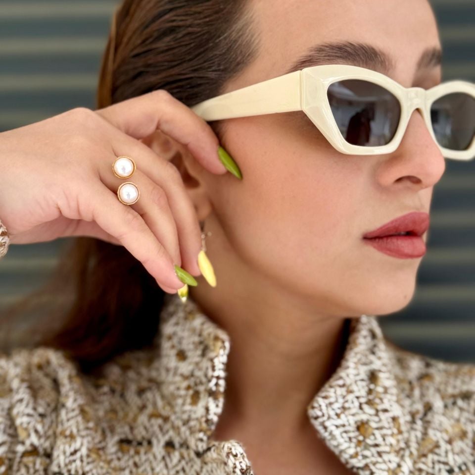 TWIN PEARL GOLD PLATED SILVER RING