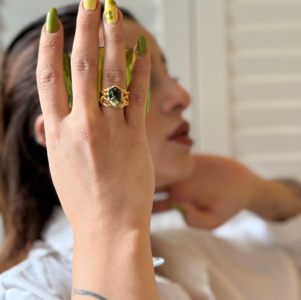 Akuamarin Altın Kaplama Gümüş Yüzük