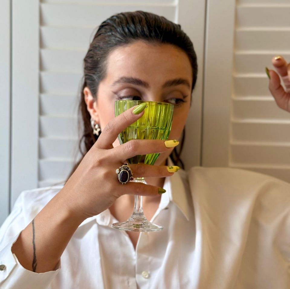 Garnet Bağ Altın Kaplama Gümüş Yüzük