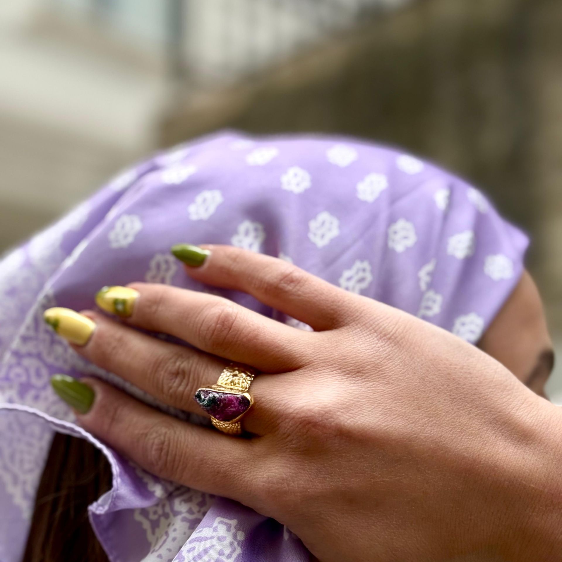 Yakut Alyans Altın Kaplama Gümüş Yüzük