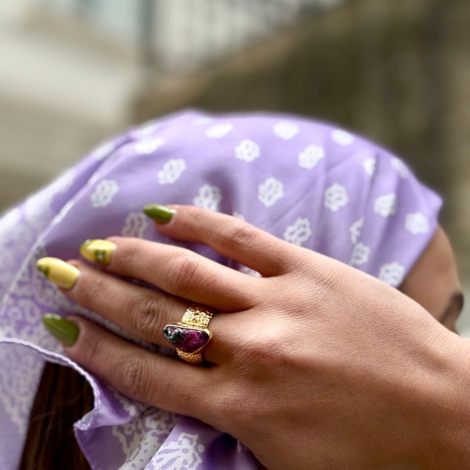 RUBY WEDDING RING GOLD PLATED SILVER RING