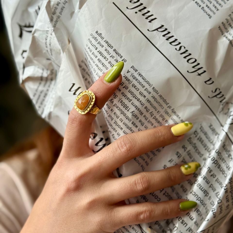 Sarı Safir Altın Kaplama Gümüş Yüzük