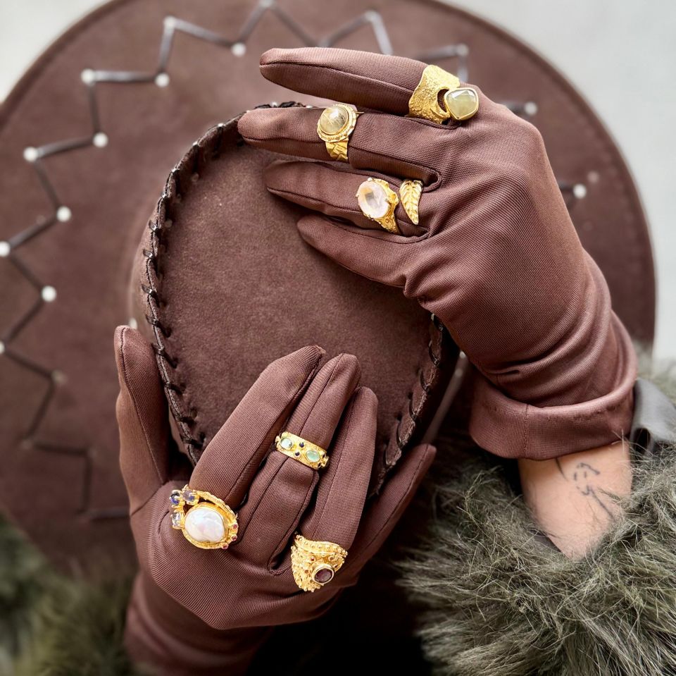 GOLD PLATED SILVER RING WITH AQUAMARINE STONE