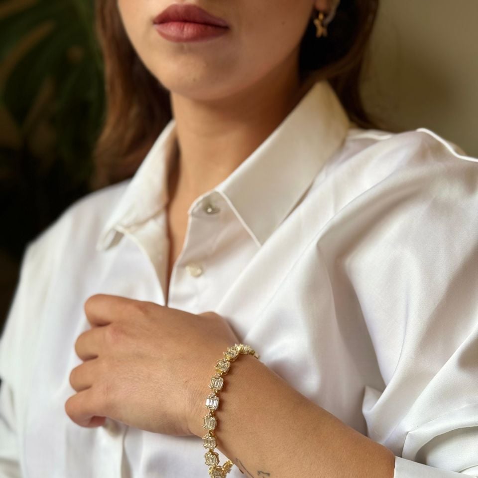 Baget Altın Kaplama Gümüş Bileklik