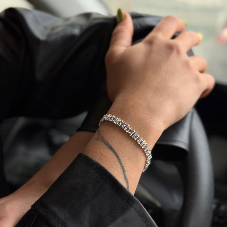 Zirkon Taş Askı Gümüş Bileklik