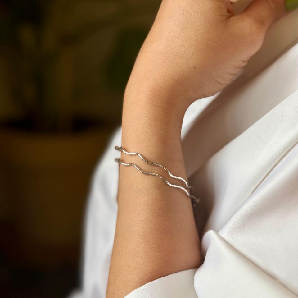 İtalyan Zig Zag Gümüş Bileklik